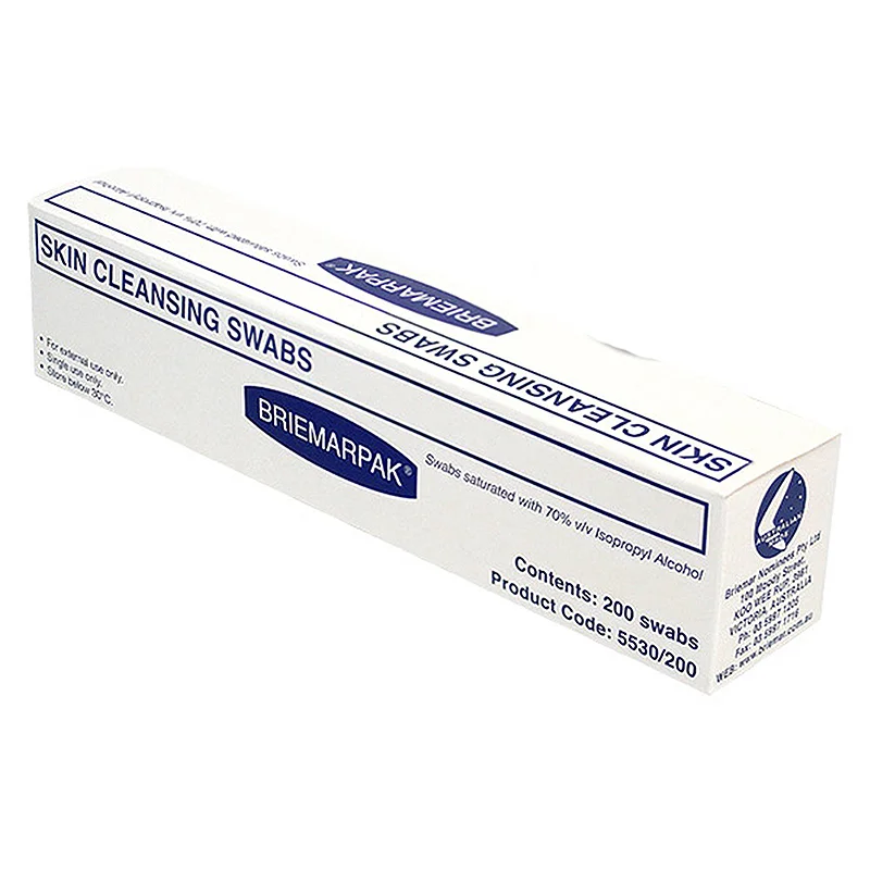 BRIEMARPAK Alcohol Wipes - 70% Isopropyl Individual Skin Swabs (200 PACK)