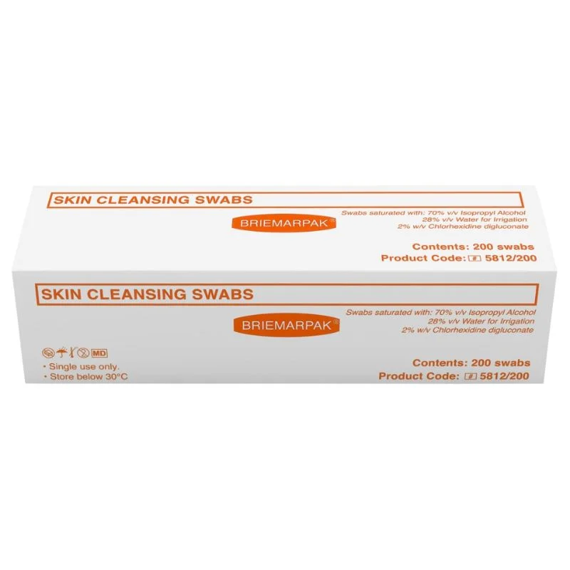 BRIEMARPAK Alcohol Wipes - 70% Isopropyl Alcohol, 2% Chlorhexidine Swab (200 PACK)