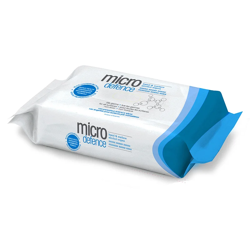 CARONLAB Micro Defence - Hand & Surface 75% Alcohol Sanitising Wipes (100 PACK)